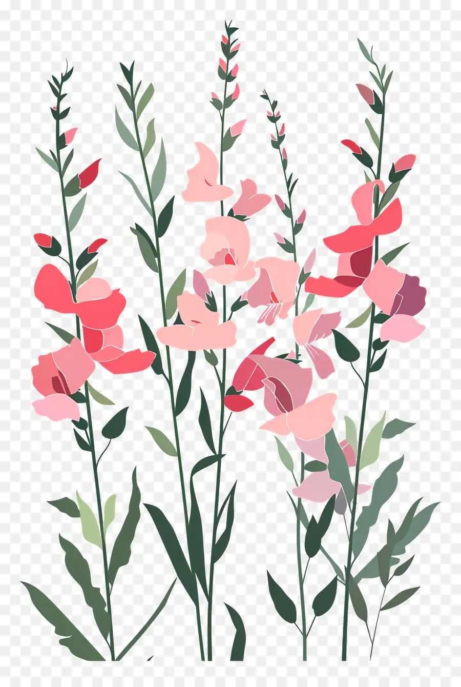 Snapdragons，Flores Vermelhas PNG