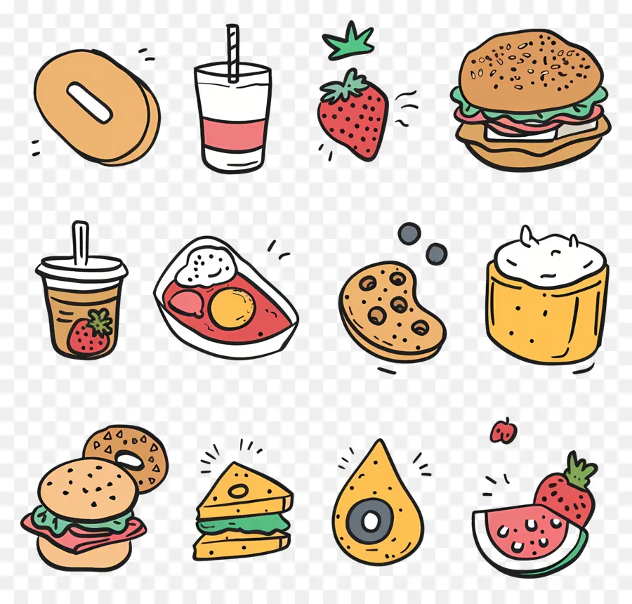 Doodle De Alimentos，Alimentos PNG