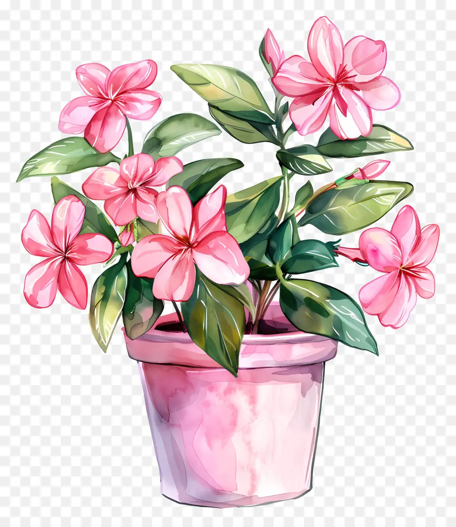 Flores Na Panela，Planta Em Vaso Rosa PNG