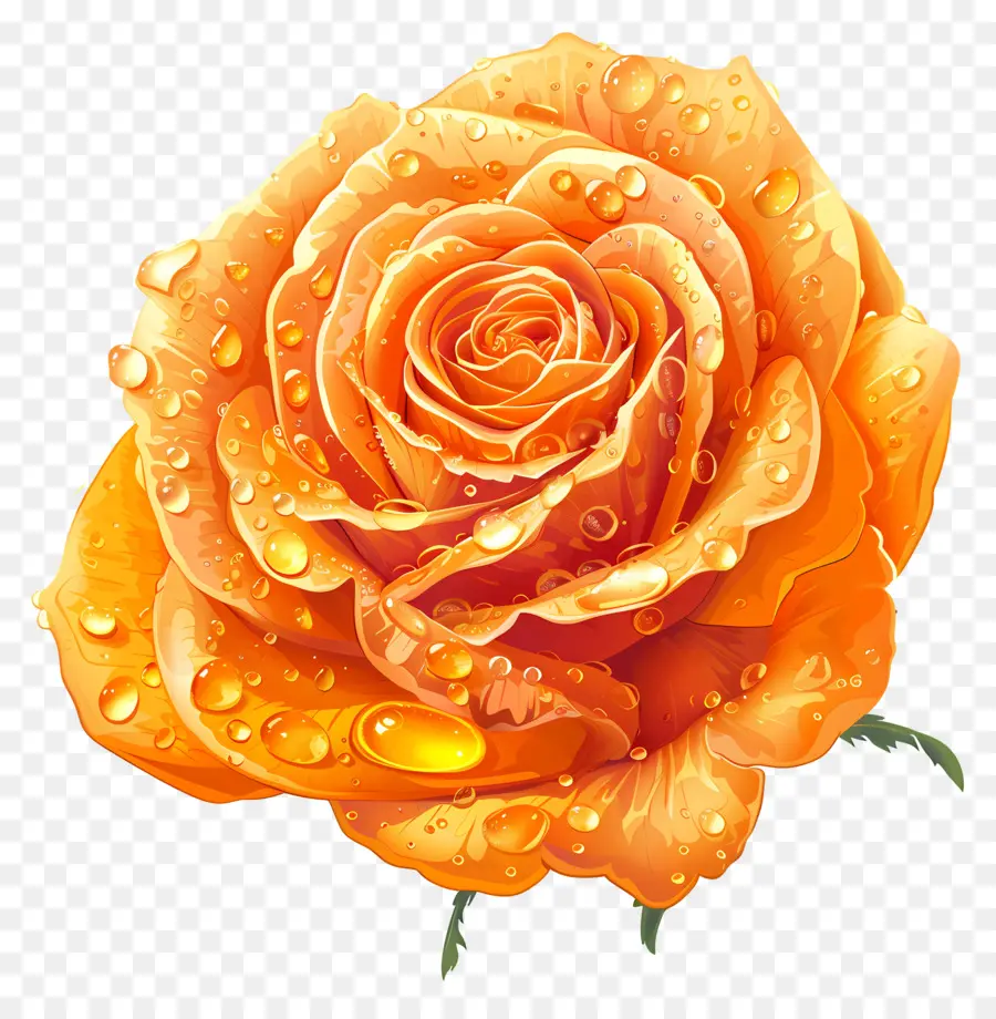 Rosa Laranja，As Gotas De água PNG