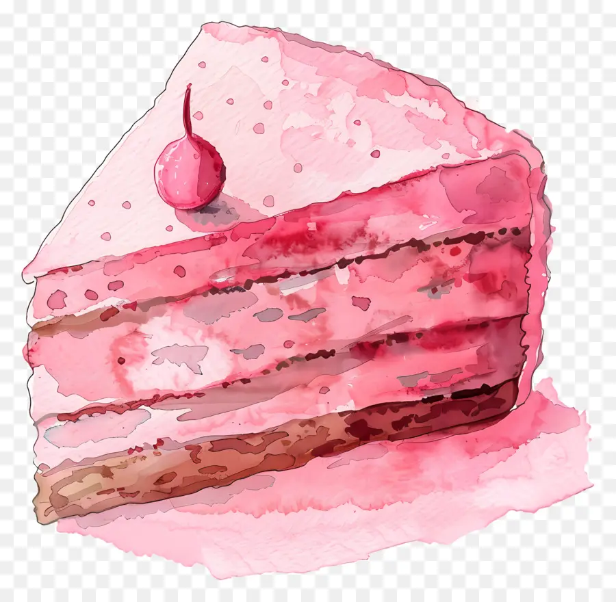 Bolo Cor De Rosa，Ilustração Em Aquarela PNG