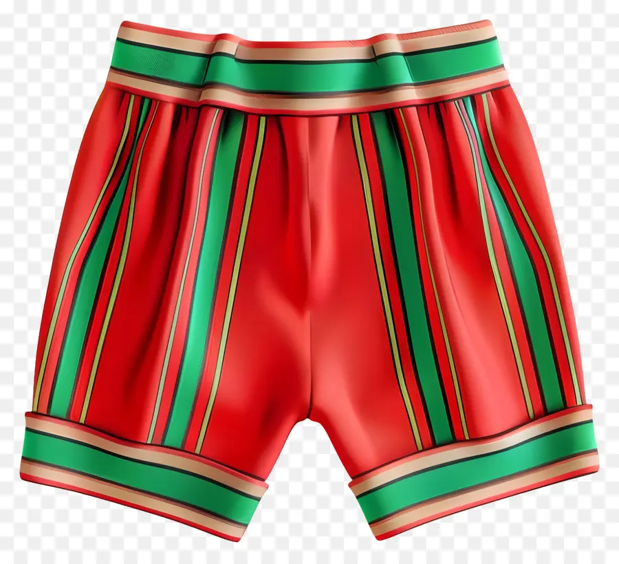 Shorts Vermelho，Shorts Listrados Vermelhos E Verdes PNG