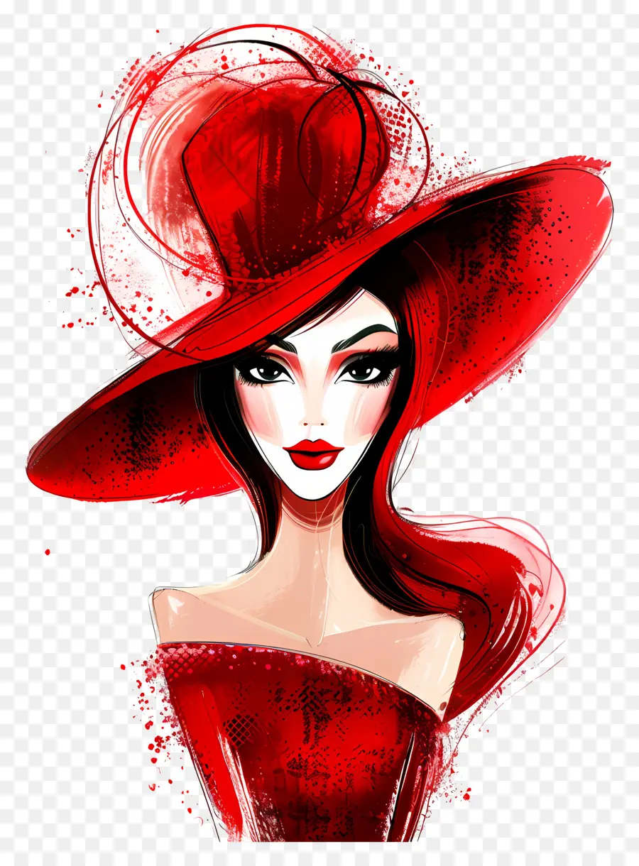 Madame，Mulher De Chapéu Vermelho PNG