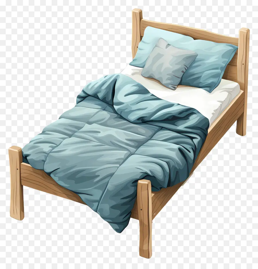 Cama De Solteiro，Lençóis Azuis PNG