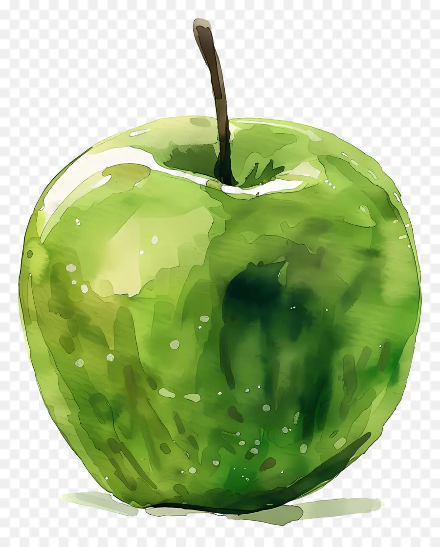 Maçã Verde，Pintura Em Aquarela PNG