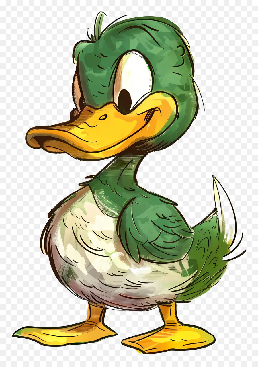 Dos Desenhos Animados De Pato，Penas Verdes PNG