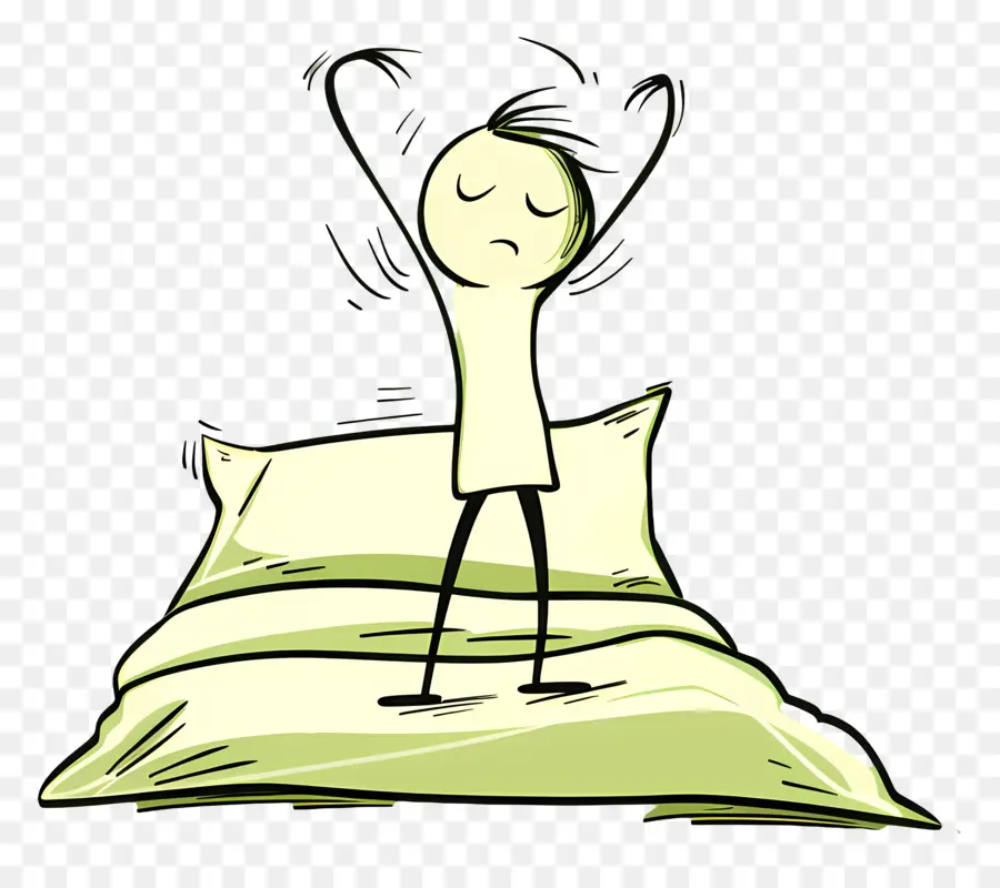 Stick Figure Acordando，Boneco Palito PNG