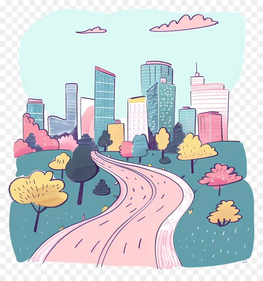 Estrada Para A Cidade，O Desenho PNG