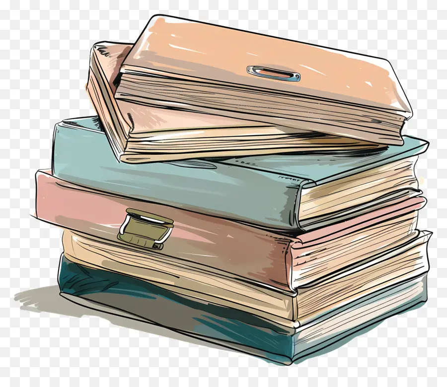 Pilha De Pastas De Trabalho，Vintage Books PNG