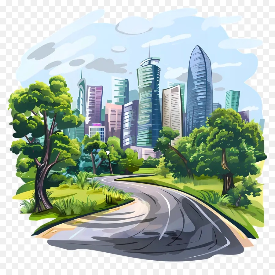 Estrada Para A Cidade，Paisagem Urbana PNG