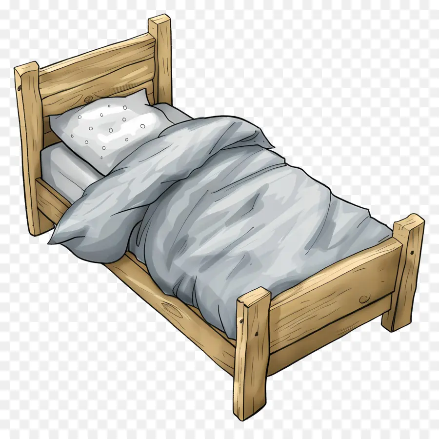 Cama De Solteiro，Quadro De Cama De Madeira PNG