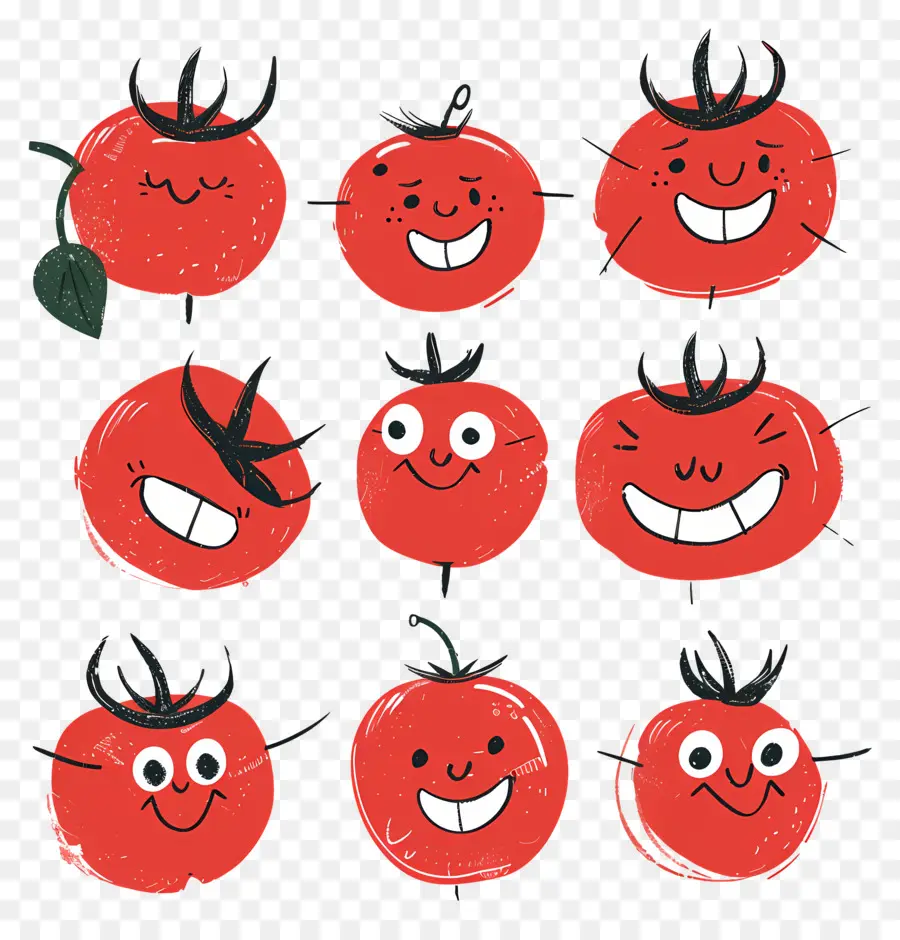 Cartoon Tomates，Tomates Sorridentes PNG