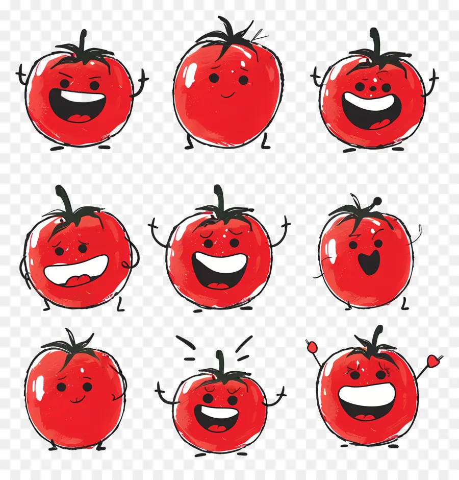 Cartoon Tomates，Expressões PNG