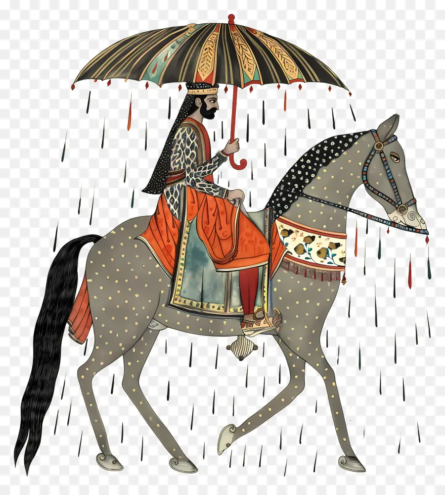 Homem De Cavalgada，Homem Cavalgando Com Guarda  Chuva PNG