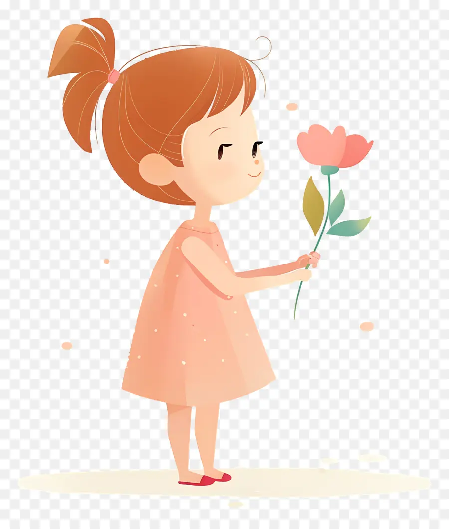 Menina Segurando Flor，Little Girl PNG