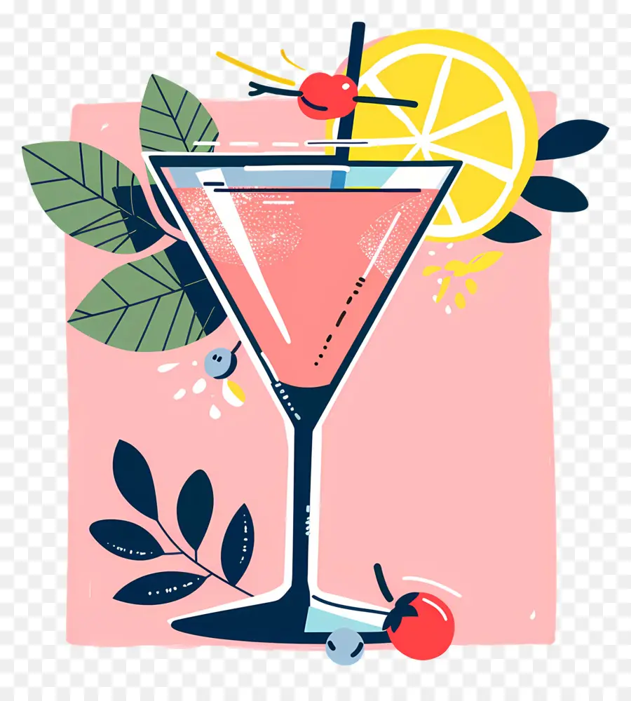 Desenho Animado Cocktail，Cor De Rosa Cocktail PNG