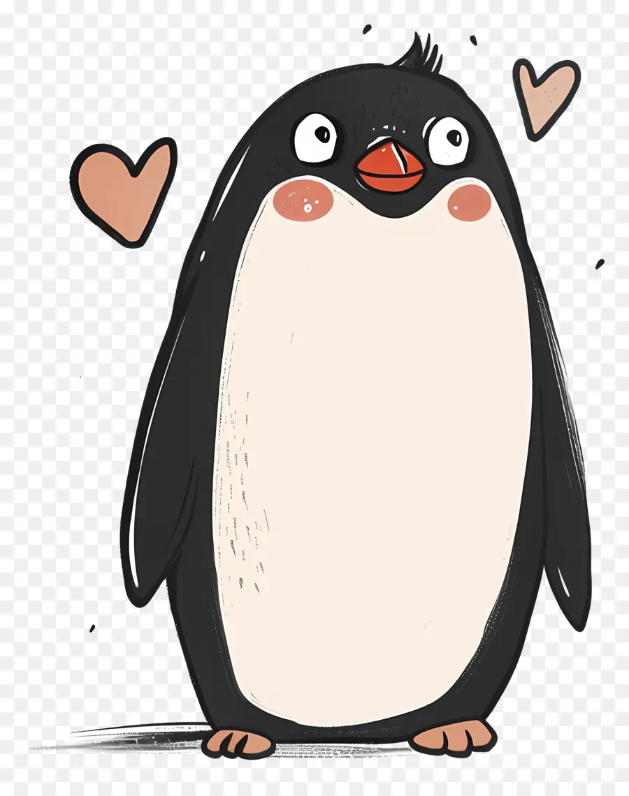 Cartoon Penguin，A Red Hat PNG