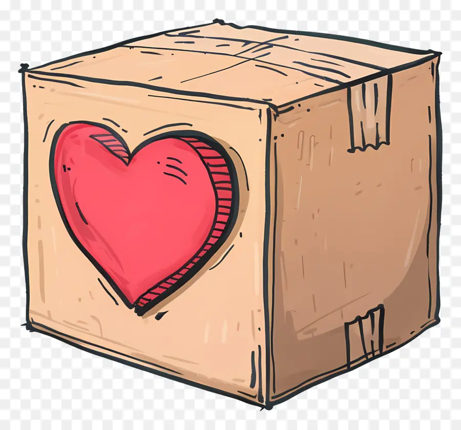 Cardboard Box，Coração Vermelho PNG