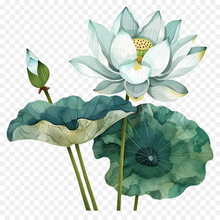 Flor De Lótus，Branca Flor De Lótus PNG