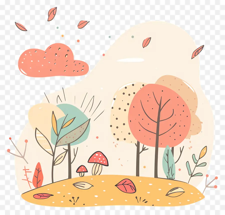 Doodle Autumn，Folhagem De Outono PNG