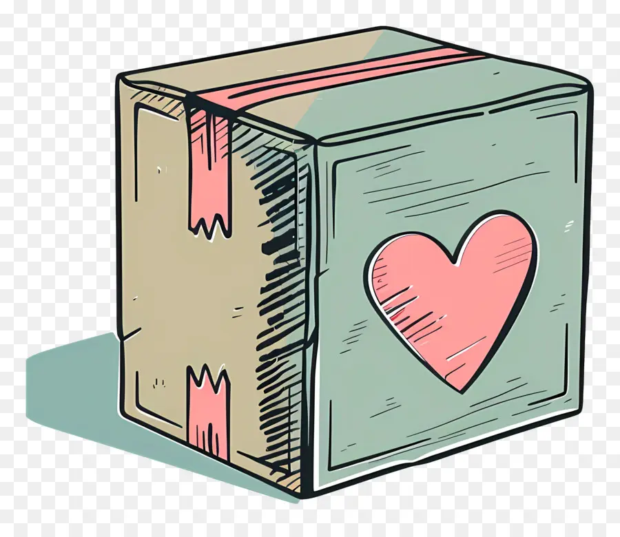 Cardboard Box，Heart Drawing PNG