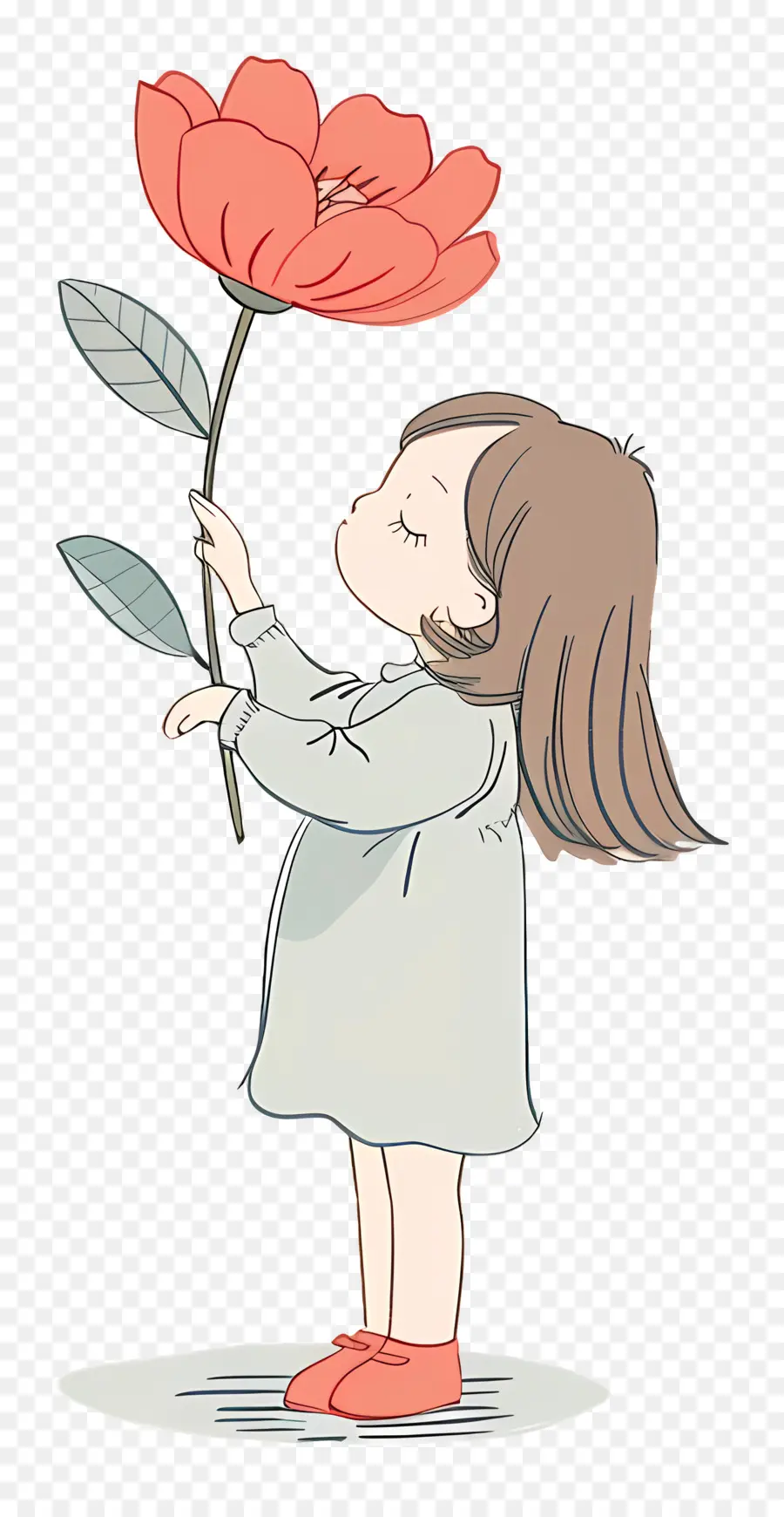 Menina Segurando Flor，Menina Com Flor PNG