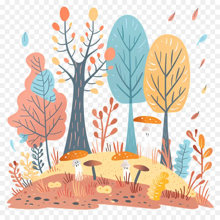 Doodle Autumn，Floresta PNG