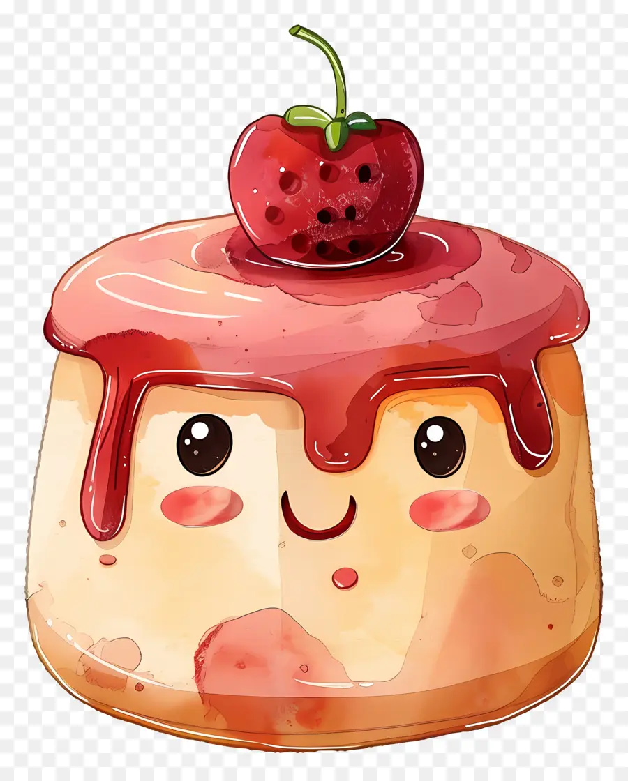 Pudim De Kawaii，Pintura Em Aquarela PNG