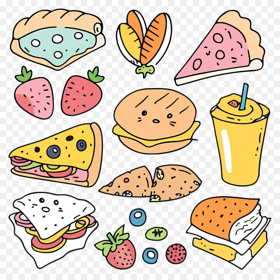 Doodle De Alimentos，Alimentos PNG