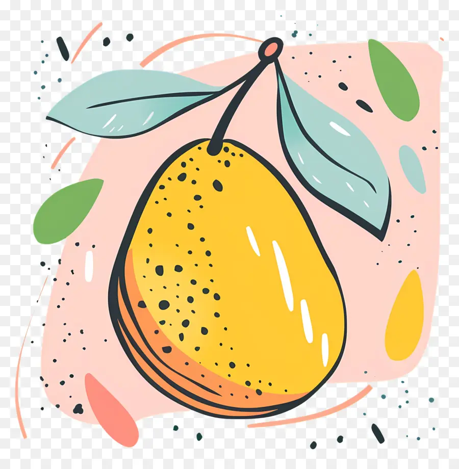 Doodle Mango，Fruto Amarelo PNG