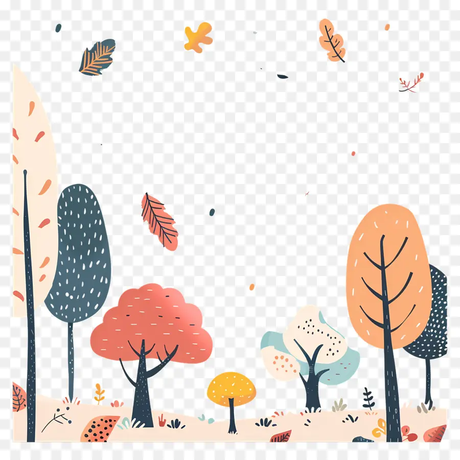 Doodle Autumn，Floresta PNG