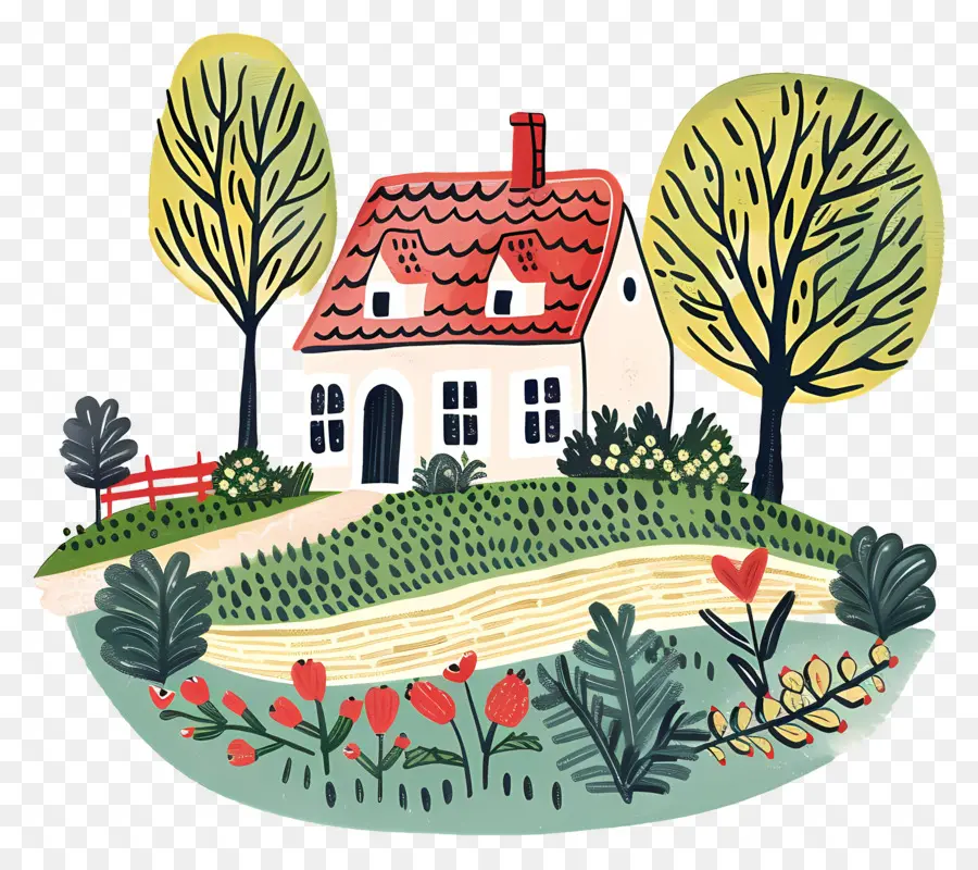 Cartoon Farmhouse，Pequena Casa PNG