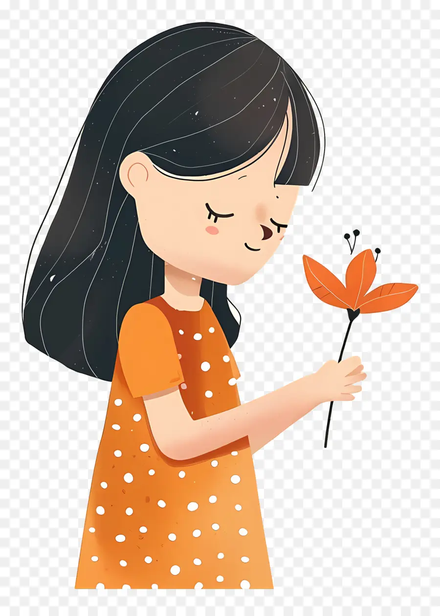 Menina Segurando Flor，Menina PNG