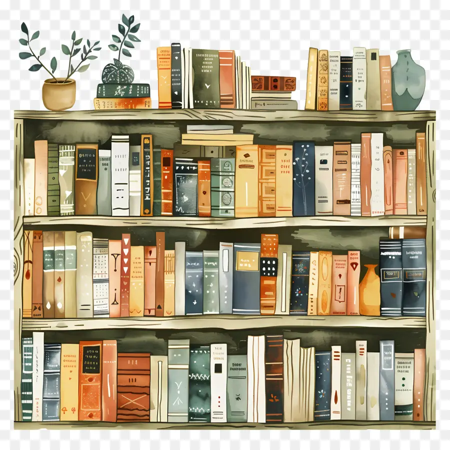 Biblioteca，Pintura De Estante De Estante PNG