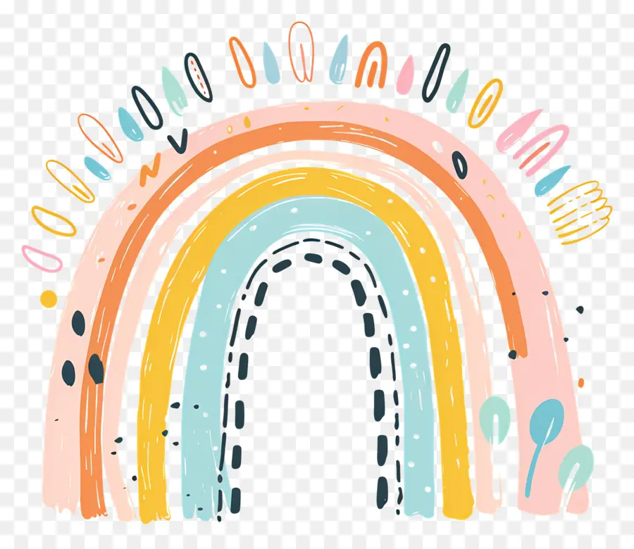 Doodle Rainbow，Arco íris PNG