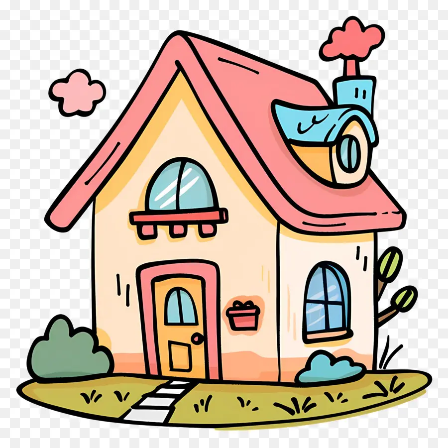 Doodle House，Pequena Casa Rosa PNG