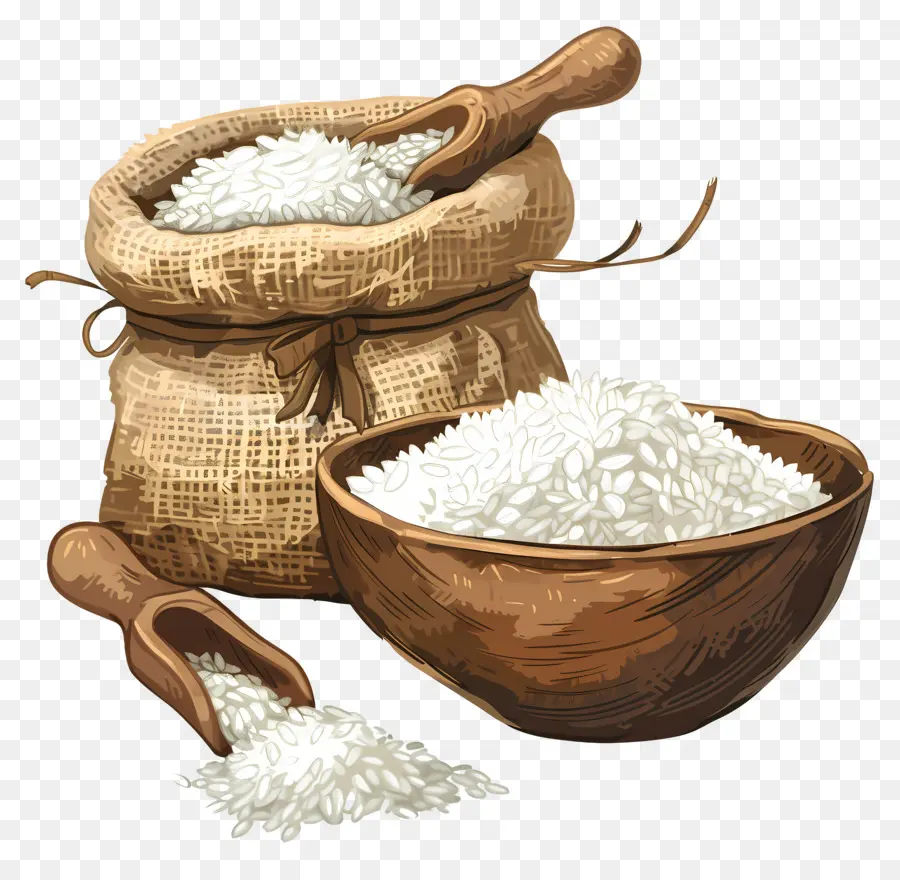 Arroz，Cestas De Madeira PNG