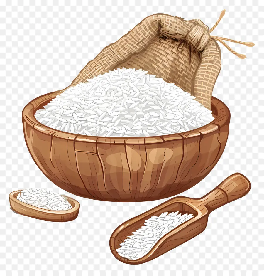 Arroz，Tigela De Madeira PNG