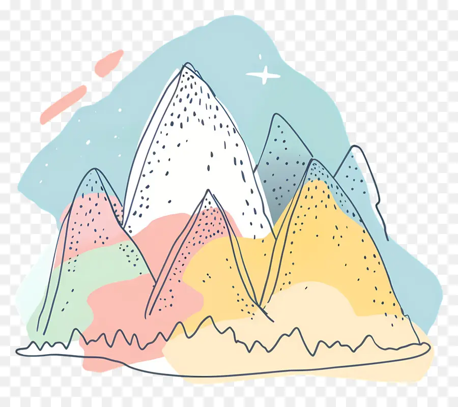 Doodle Mountain，Paisagem De Montanha PNG