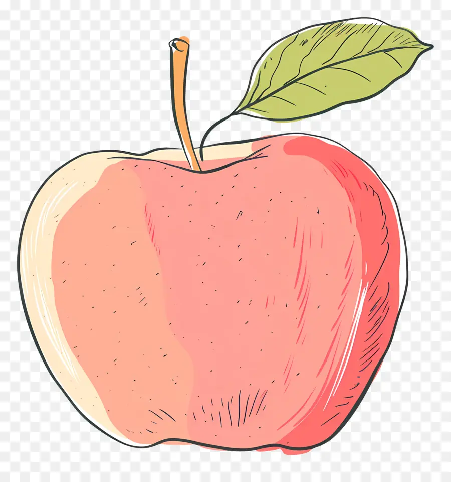 Doodle Apple，Cor De Rosa Apple PNG