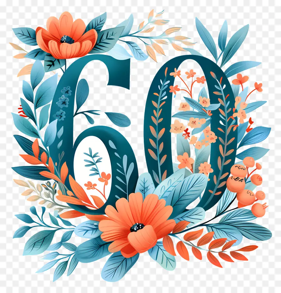 Número 60，Aniversário De 60 Anos PNG