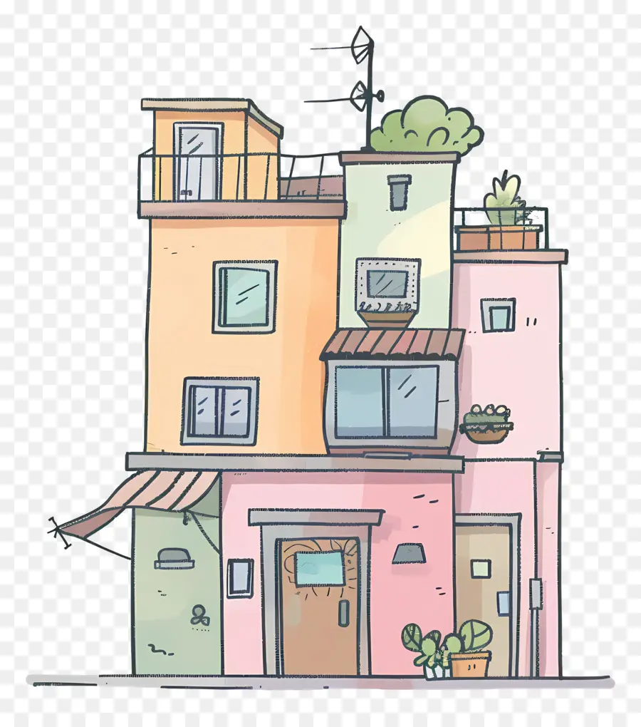 Edifício Doodle，Casa Fofa De Doodle PNG