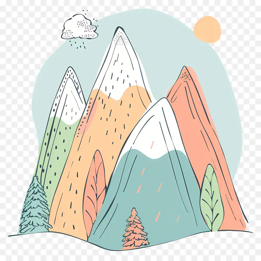 Doodle Mountain，Paisagem De Montanha PNG