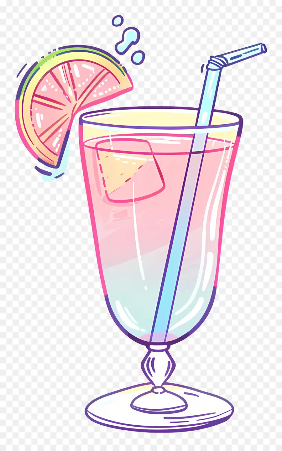 Cocktail Doodle，Bebida Cor De Rosa PNG