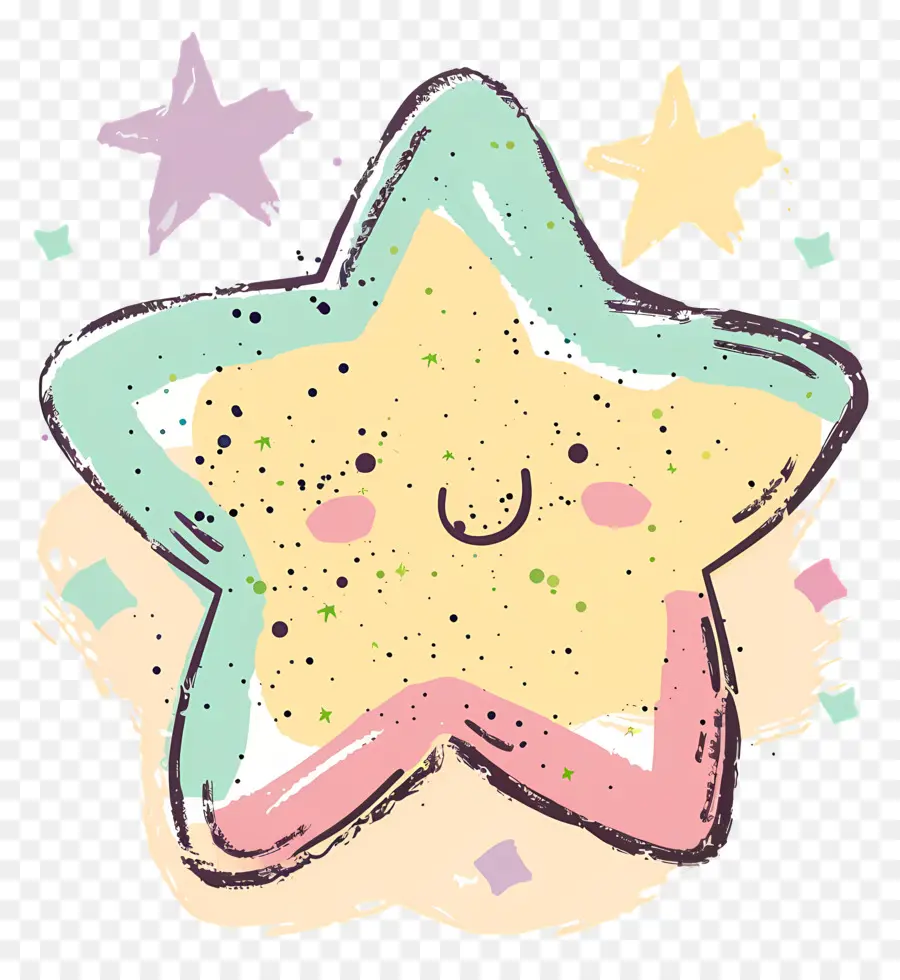 Estrela Doodle，Estrela Sorridente PNG