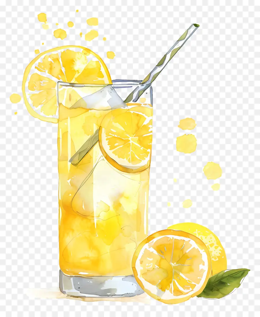 Limonada，Ilustração Em Aquarela PNG