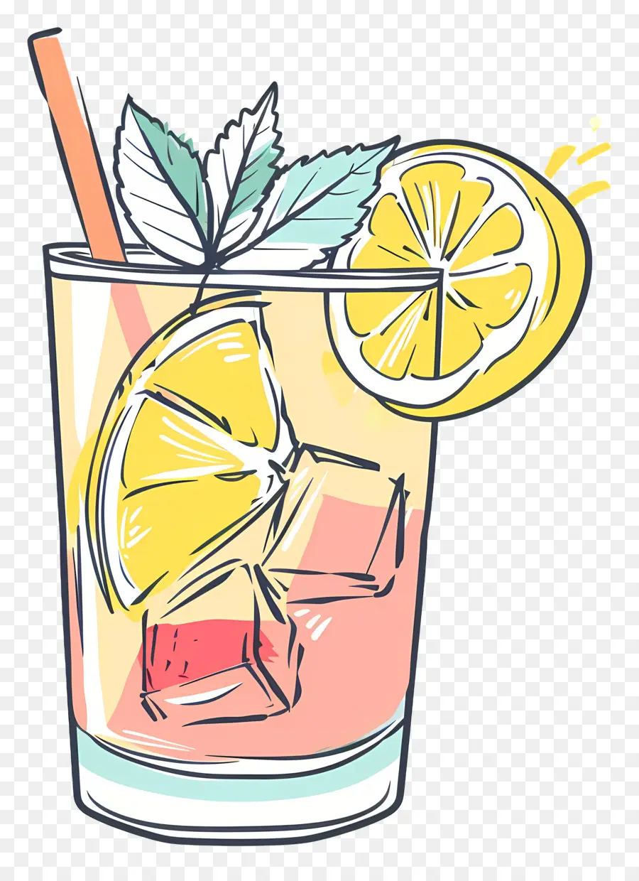 Cocktail Doodle，Bebida Refrescante PNG