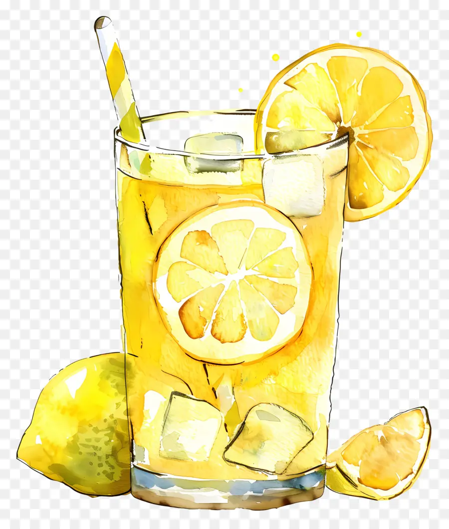 Limonada，Pintura Em Aquarela PNG