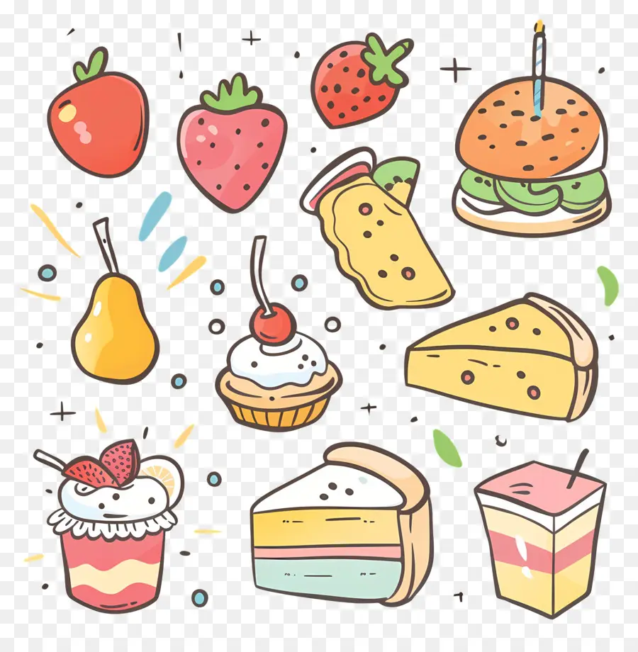 Doodle De Alimentos，Alimentos PNG