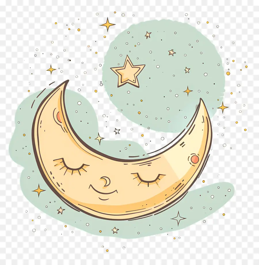 Doodle Moon，Lua Crescente PNG